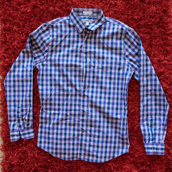 Express Other - Express purple plaid dress shirt Extra Slim